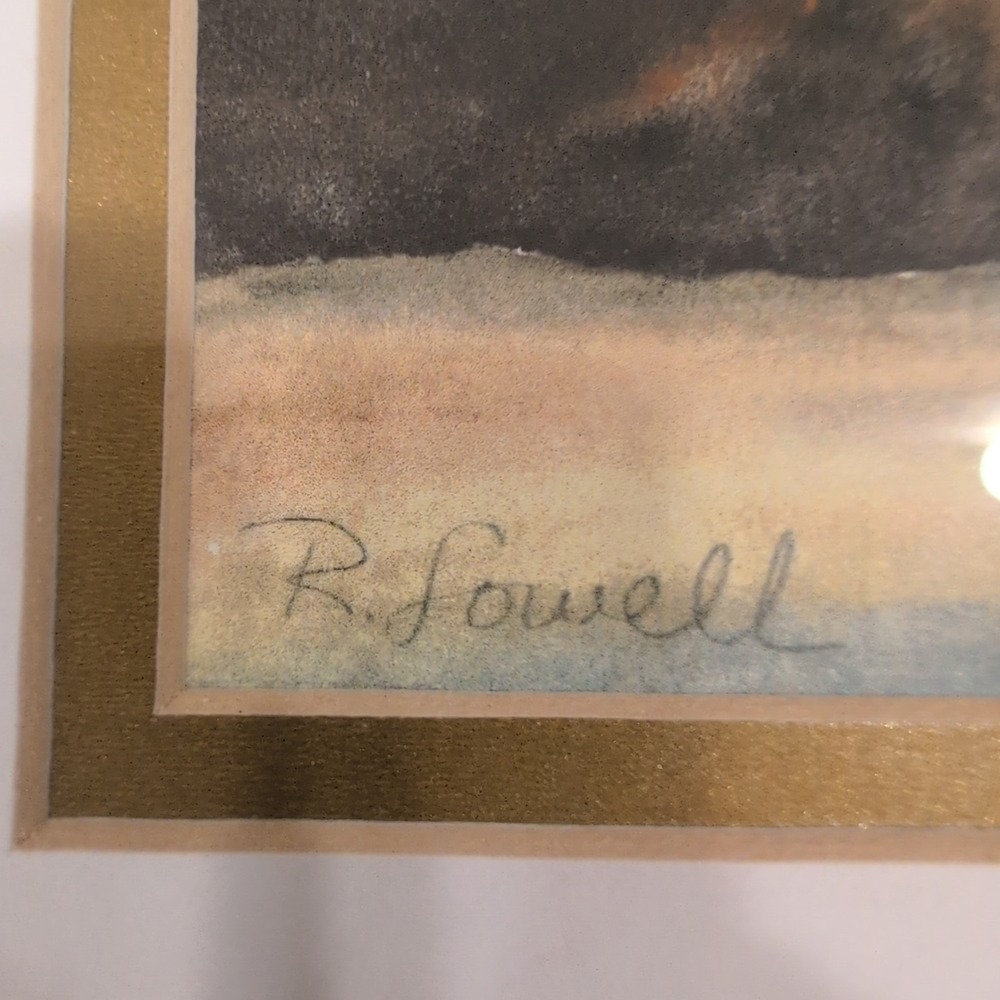 Rebecca Lowell Hawaii Art Print Framed Cats Beach Sunset Gold Ornate Frame - Picture 3 of 7